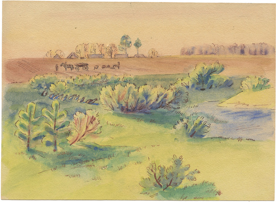 Тырса Николай Андреевич. Куропатки на пашне